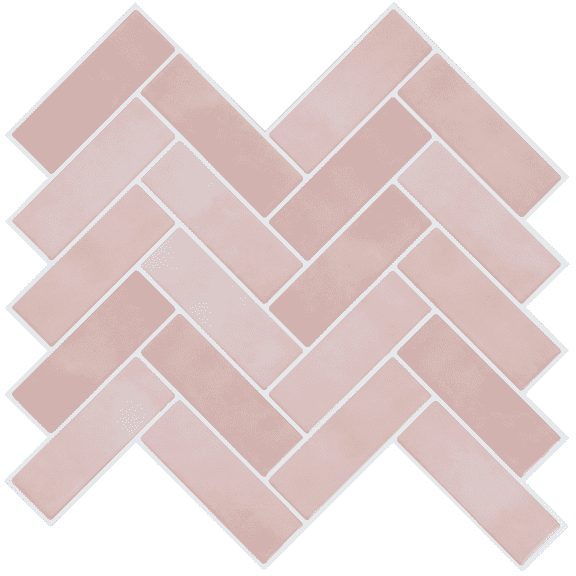 HOMEART Herringbone Peel and Stick Backsplash, 10-Sheet Self Adhesive 3D Stick on Wall Tiles for Kitchen Bathroom (Pink)