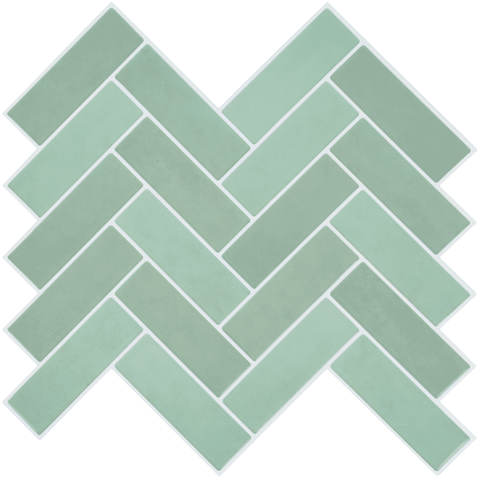 HOMEART Herringbone Peel and Stick Backsplash, 10-Sheet Self Adhesive 3D Stick on Wall Tiles for Kitchen Bathroom (Sage Green)