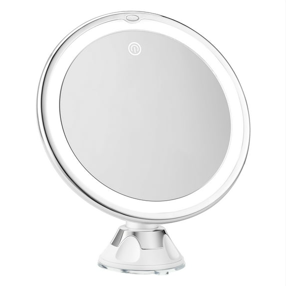 HOMEBYTE 8 " 10X Magnifying Makeup Mirror with Lights Suction Cups on Surfaces 360 Swivel Joint