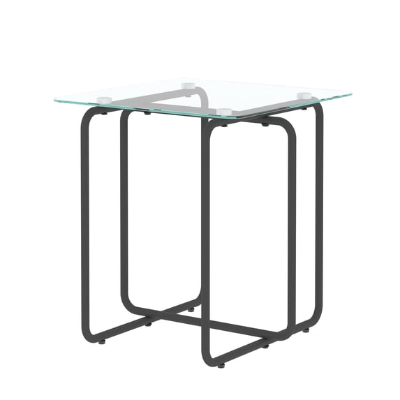 HOMEBYTE Modern Tempered Glass Coffee Table End Table Side Table for Living Room,bedroom, Transparent
