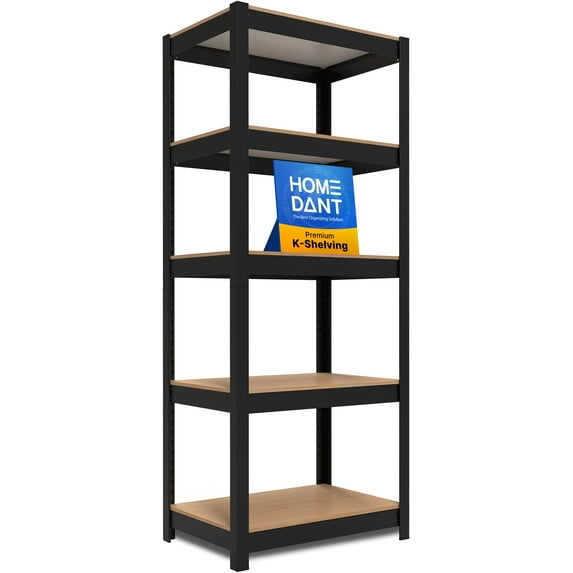 HOMEDANT House Black 5 Tier 24.4" W Laminated Metal Shelving Unit Adjustable Storage Utility Rack Heavy Duty Shelves Organization Multipurpose Shelf Kitchen Garage Pantry Closet