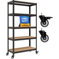 thumbnail image 1 of HOMEDANT House 5-Tier Metal Rolling Cart Shelf Rack Casters Heavy Duty Laminated Wheel Shelving Unit Adjustable Utility Storage Shelves Organizer Shelf Kitchen Garage 36.2" W x 16.5" D x 69.5" H, 1 of 18
