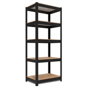 HOMEDANT House Black 5 Tier 24.4" W Laminated Metal Shelving Unit Adjustable Storage Utility Rack Heavy Duty Shelves Organization Multipurpose Shelf Kitchen Garage Pantry Closet