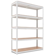 HOMEDANT House White 48" Wide Boltless Heavy Duty Garage Storage Shelving Adjustable 5-Tier Metal Shelves Laminated Organization Shelf Industrial Utility Rack Pantry Shed Office Store