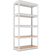 HOMEDANT House White 5 Tier 36.2" W Laminated Metal Shelving Unit Adjustable Storage Utility Rack Heavy Duty Shelves Organization Multipurpose Shelf Kitchen Garage Pantry Closet