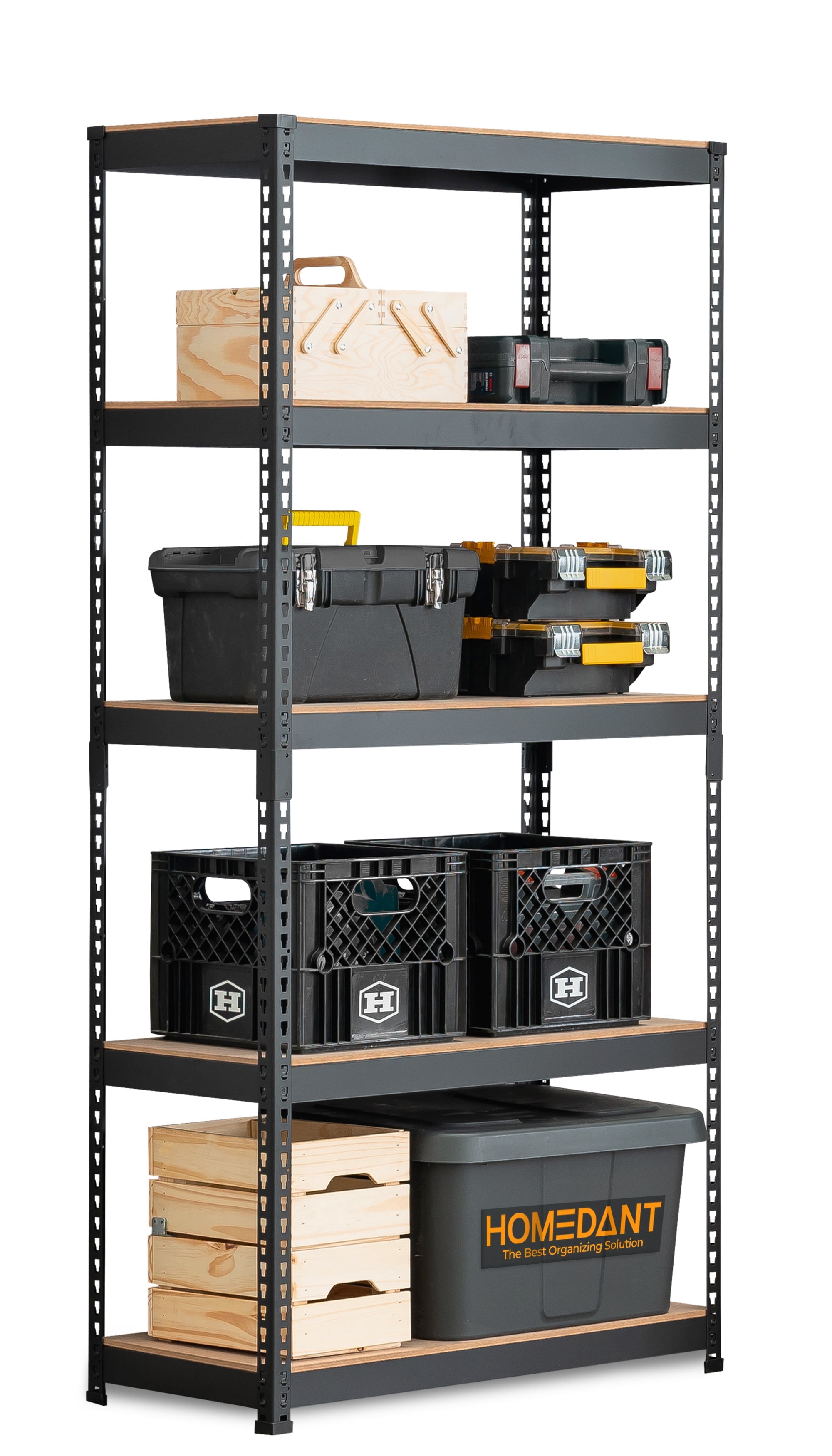 Black Laminated 5-Tier Steel Garage Storage Shelving Unit