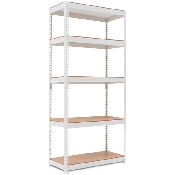 HOMEDANT White Garage Shelving Units 5-Tier Metal Garage Storage Shelves, 28"W x 12.3"D x 59.5"H,