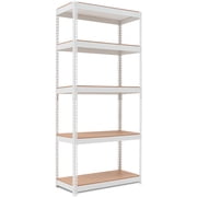 HOMEDANT White Garage Shelving Units 5-Tier Metal Garage Storage Shelves, 28"W x 12.3"D x 59.5"H,