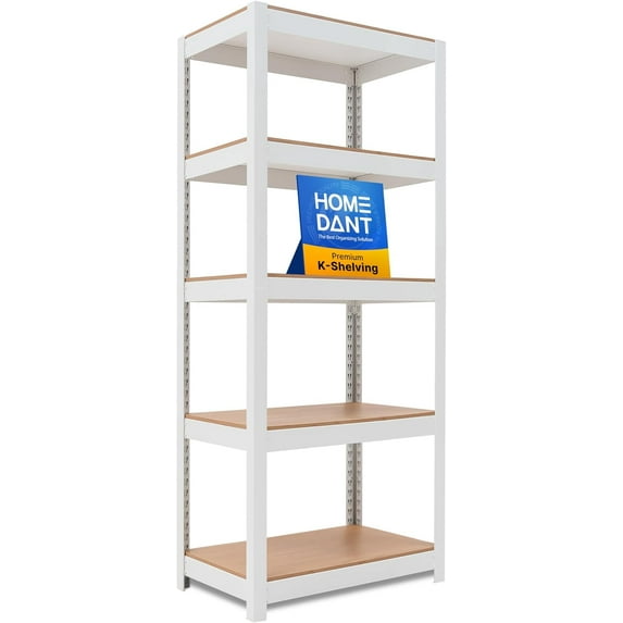 HOMEDANT House 5 Tier 24.1" W Laminated Metal Shelving Unit Adjustable Storage Utility Rack Heavy Duty Shelves Organization Multipurpose Shelf Kitchen Pantry Closet Garage Shelves