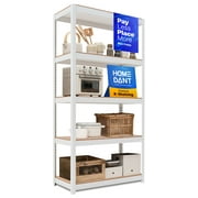 HOMEDANT House White 5 Tier 24.4" W Laminated Metal Shelving Unit Adjustable Storage Utility Rack Heavy Duty Shelves Organization Multipurpose Shelf Kitchen Garage Pantry Closet