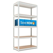 HOMEDANT House 5-Tier Laminated Metal Shelving Unit Adjustable Storage Utility Rack Heavy Duty Shelves Organization Multipurpose Shelf Kitchen Garage Pantry Closet