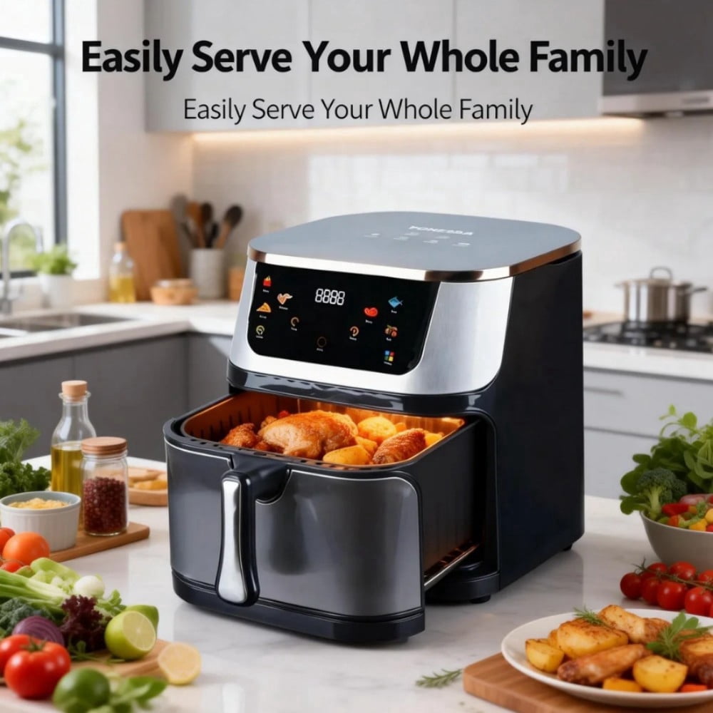 HOMEDAS® 8.45QT Air Fryer, 6-in-1 Smart Cooking Programs, Nonstick and Dishwasher-Safe Basket