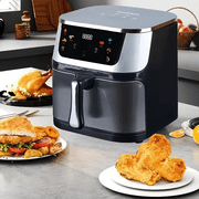 HOMEDAS 8.45Qt Stainless Steel Air Fryer, 6-in-1 Functions - Air Fry, Roast, Reheat, Dehydrate, Bake, Steam, and More, Digital LED Touch Screen