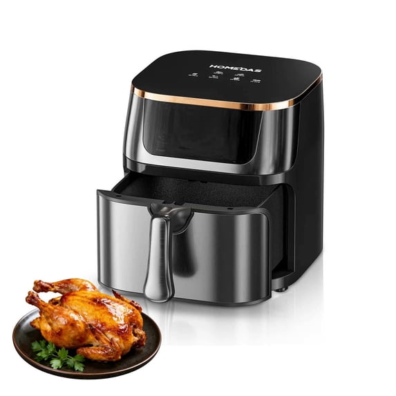 HOMEDAS® 8L/8.45QT 6-in-1 Stainless Steel Air Fryer,Oven Oilless Cooker with Digital LED Touch Screen, 6 Preset Cookings, Dishwasher-Safe Basket