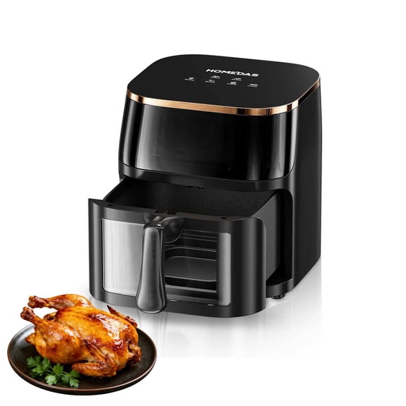 HOMEDAS® 8L/8.45QT 6-in-1 Visible Window Air Fryer Oven Oilless Cooker with Digital LED Touch Screen, 6 Preset Cookings, Dishwasher-Safe Basket