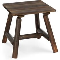 HOMEDIARY Wooden Adirondack Log Side Table, Cedar Wood Outdoor Square End Table w/Slatted Tabletop, Oversize 19.5” Indoor Outdoor Patio Side Coffee Table for Garden Patio Backyard Porch, Carbonized