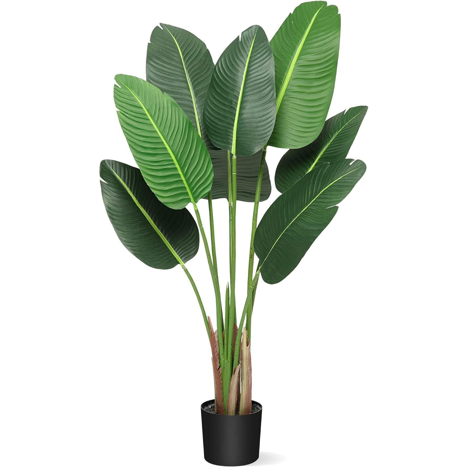 4-Foot Green Silk Palm Tree in Black Plastic Pot