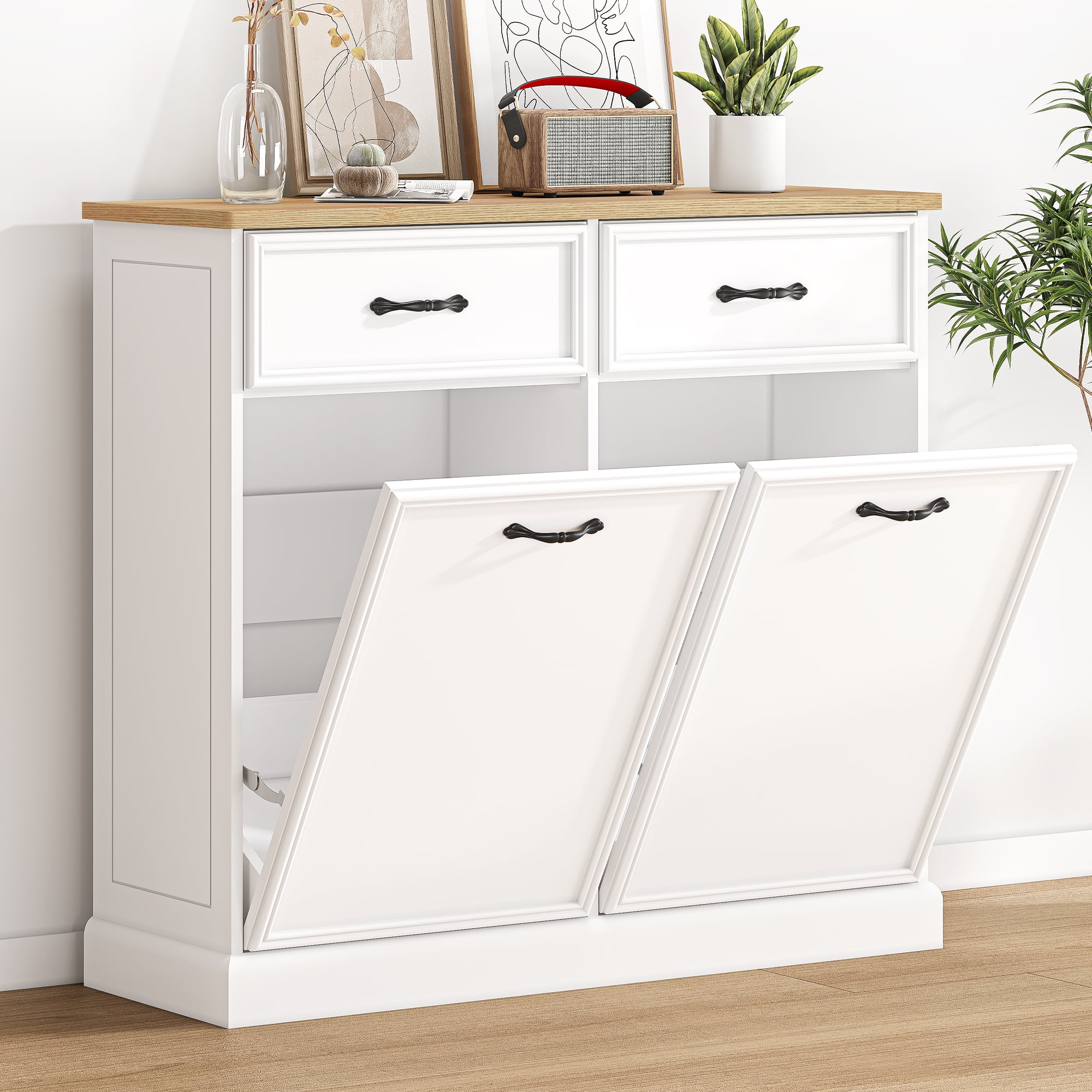 HOMEFAN Double Tilt Out Trash Kitchen Garbage Can Free