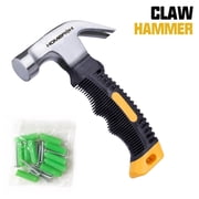 HOMEFISH Claw Hammer, 8oz, Yellow, Small Claw Nail Hammer | for Women, Camping, Wood Working, House Repairs, Claw, Stubby, Tack