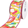 thumbnail image 1 of Homeford Abstract Bright Ink Mix Pattern Wired Ribbon, 2-1/2-inch, 10-yard, Multicolor, 1 of 4