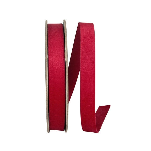 HOMEFORD Christmas Double Face Luxe Velvet Ribbon, 5/8-inch, 10-yard, Dark Red