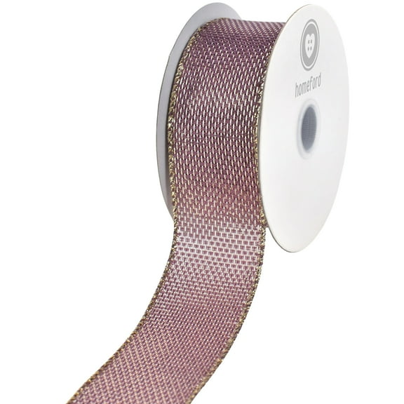 HOMEFORD Christmas Iced Metallic Shiny Woven Wired Ribbon, 1-1/2-inch, 10-yard, Mauve