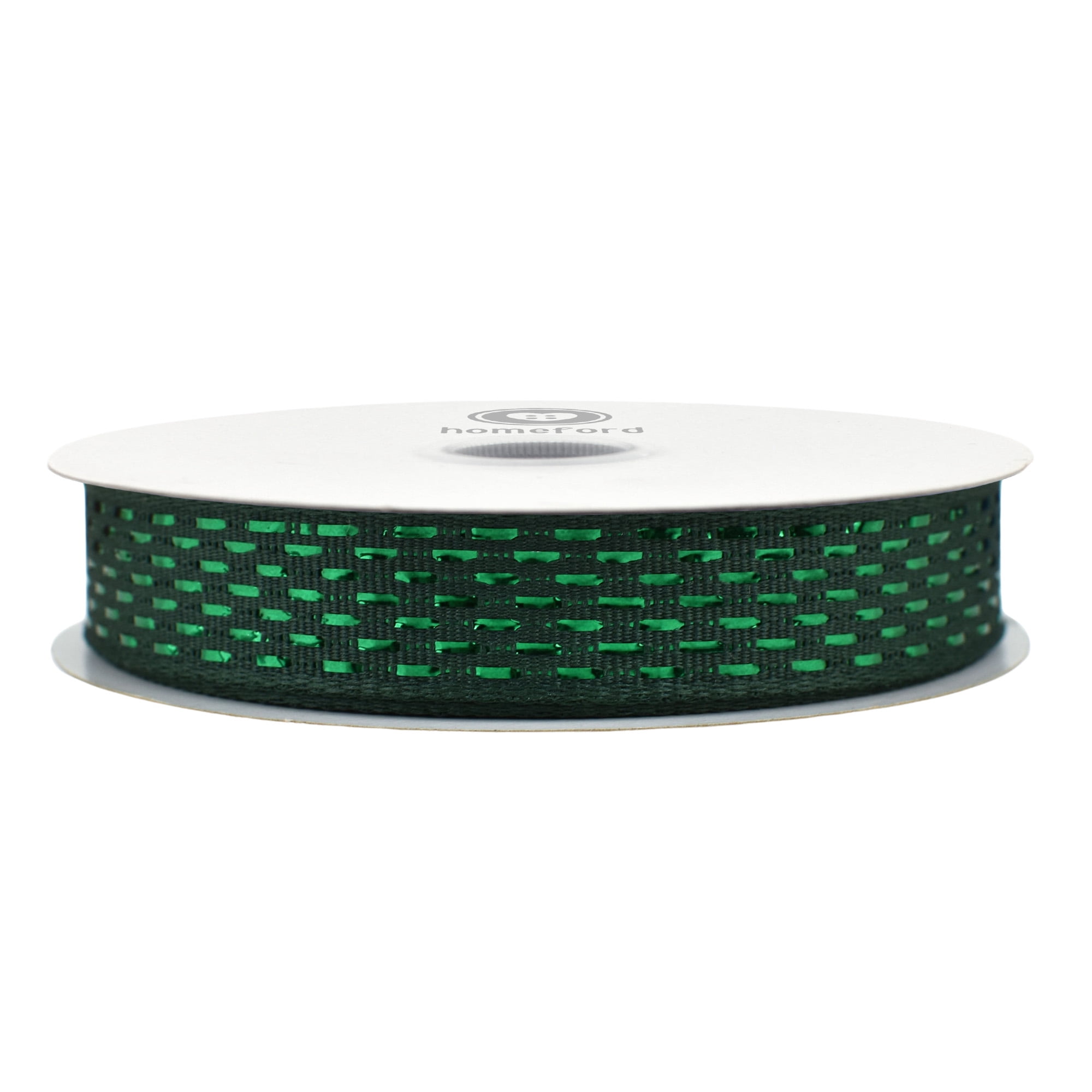HOMEFORD Christmas Metallic Dash Weave Wired Ribbon, 5/8-inch, 10-yard ...