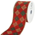 thumbnail image 1 of HOMEFORD Christmas Velvet Argyle Diamond Wired Ribbon, 2-1/2-inch, 10-yard, Red, 1 of 3