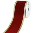 thumbnail image 1 of HOMEFORD Christmas Velvet Metallic Scalloped Edge Wired Ribbon, 2-1/2-inch, 10-yard, Dark Red/Gold, 1 of 3