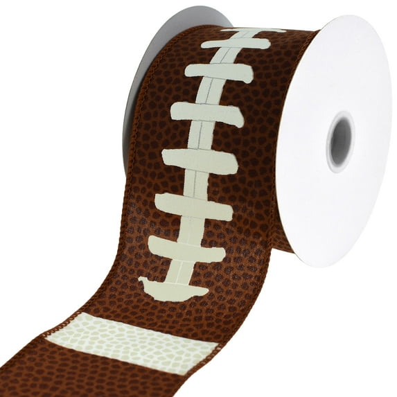 HOMEFORD ESC05 Football Pigskin Pattern Sports Wired Ribbon, 2-1/2-inch, 10-yard, Brown