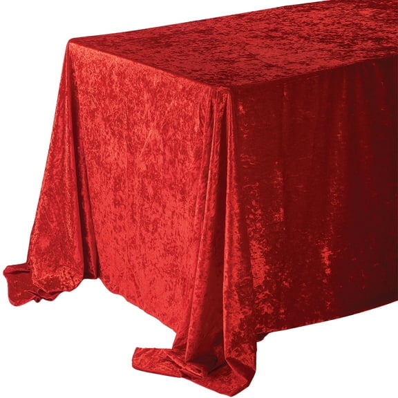 HOMEFORD ESC13 Rectangle Velvet Party Dining Tablecloth, 132-inch x 90-inch, Red