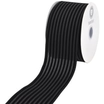 HOMEFORD Flocked Thin Cabana Stripes Wired Ribbon, 2-1/2-inch, 10-yard, Black