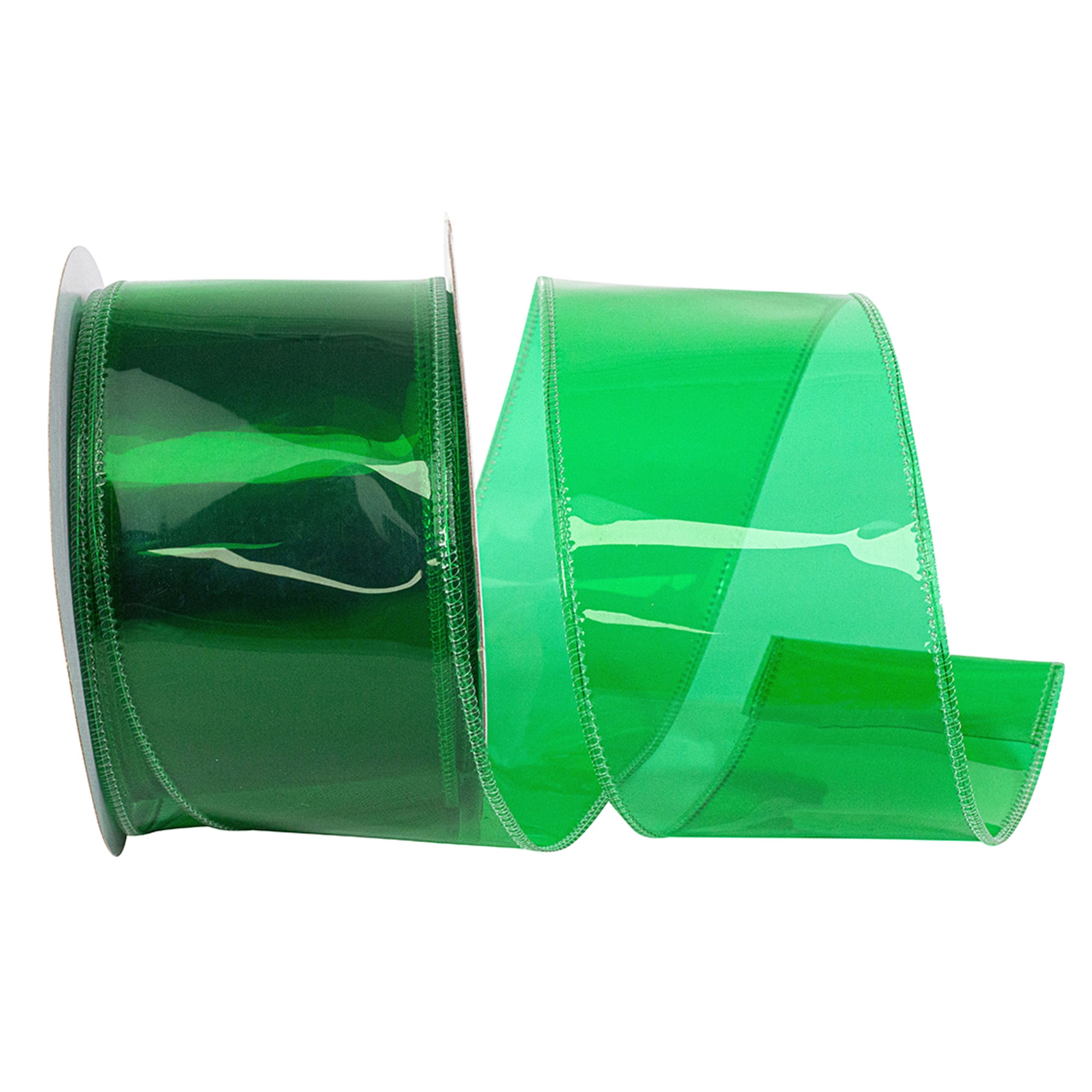 HOMEFORD Jelly Vinyl Wired Ribbon, 2-1/2-inch, 10-yard, Holiday Green