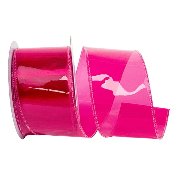 HOMEFORD Jelly Vinyl Wired Ribbon, 2-1/2-inch, 10-yard, Hot Pink