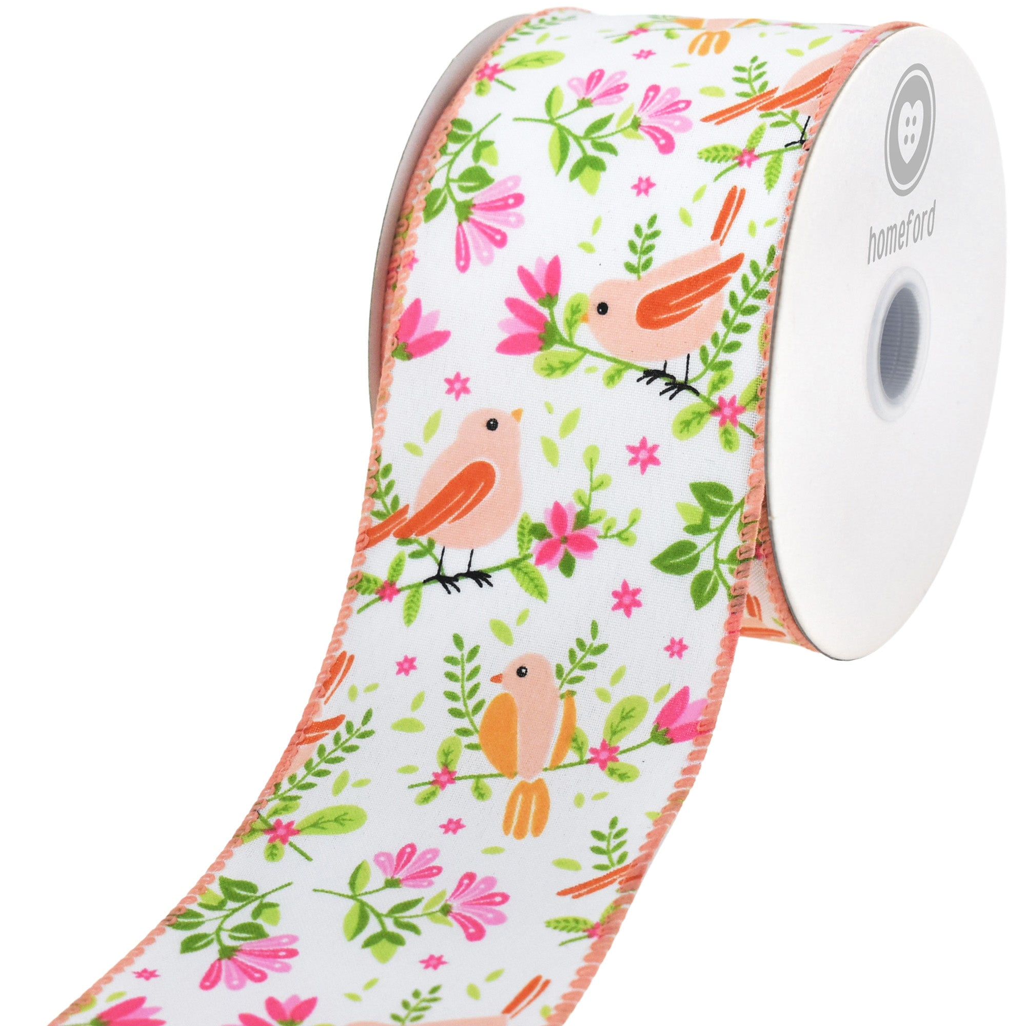 EORTA 10 Yard Wired Edge Ribbon - 2.5 Inch Wide, Blue Bow & Flower Pattern, For Gift Wrapping, Crafts, Wedding Decor