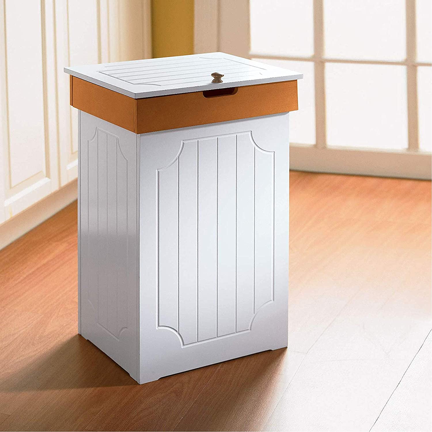HOMEFORT 13 Gallon Trash Can, Kitchen Garbage Can, Country Style Wooden  Trash Cabinet, Recyle Bin for Kitchen, White