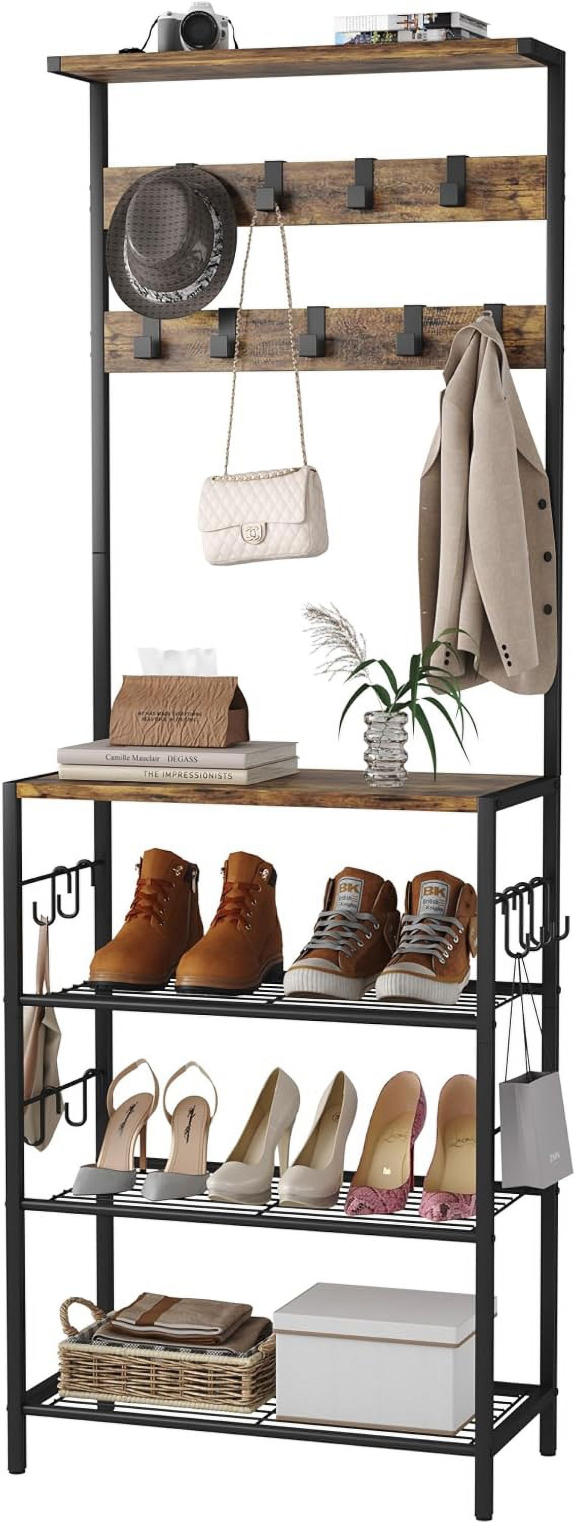 HOMEFORT 5Tier Hall Tree with Shoe Storage, Coat and Shoe Rack