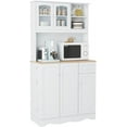 thumbnail image 1 of HOMEFORT 69” Kitchen Pantry Cabinet with Microwave Stand, Modern Buffet Cabinet with Hutch, Freestanding Cupboard with 3 Doors, Adjustable Shelves and 1 Drawer for Dining Room, White, 1 of 8