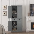thumbnail image 1 of HOMEFORT 72" Traditional Freestanding Kitchen Pantry Cabinet Cupboard with Doors and 3 Adjustable Shelves, Gray, 1 of 9