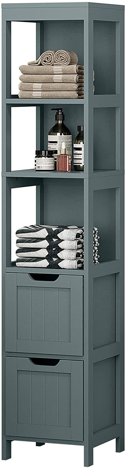 Bathroom Storage Cabinet Slim Freestanding Linen Tower Cabinet w/ Shelf  Grey, 1 Unit - Harris Teeter