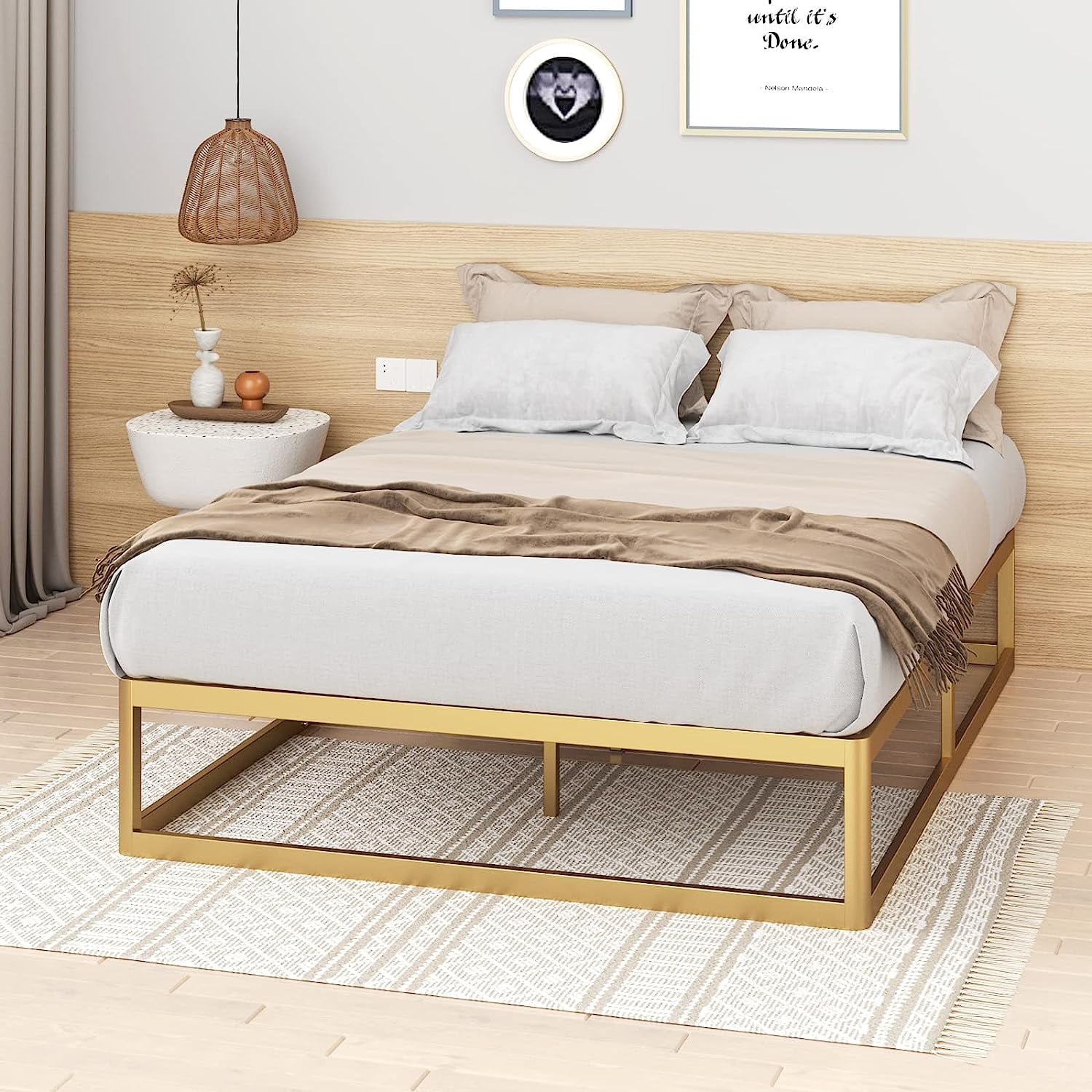 HOMEFORT Queen Bed Frame Platform, 14" Metal Platform Bed Frame Queen