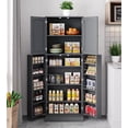 thumbnail image 1 of HOMEFORT Tall Kitchen Pantry Storage Cabinet with Doors and Shelves, Wooden Food Pantry Farmhouse Cupboard Freestanding Buffet for Kitchen Dining Living Room, Grey, 1 of 8