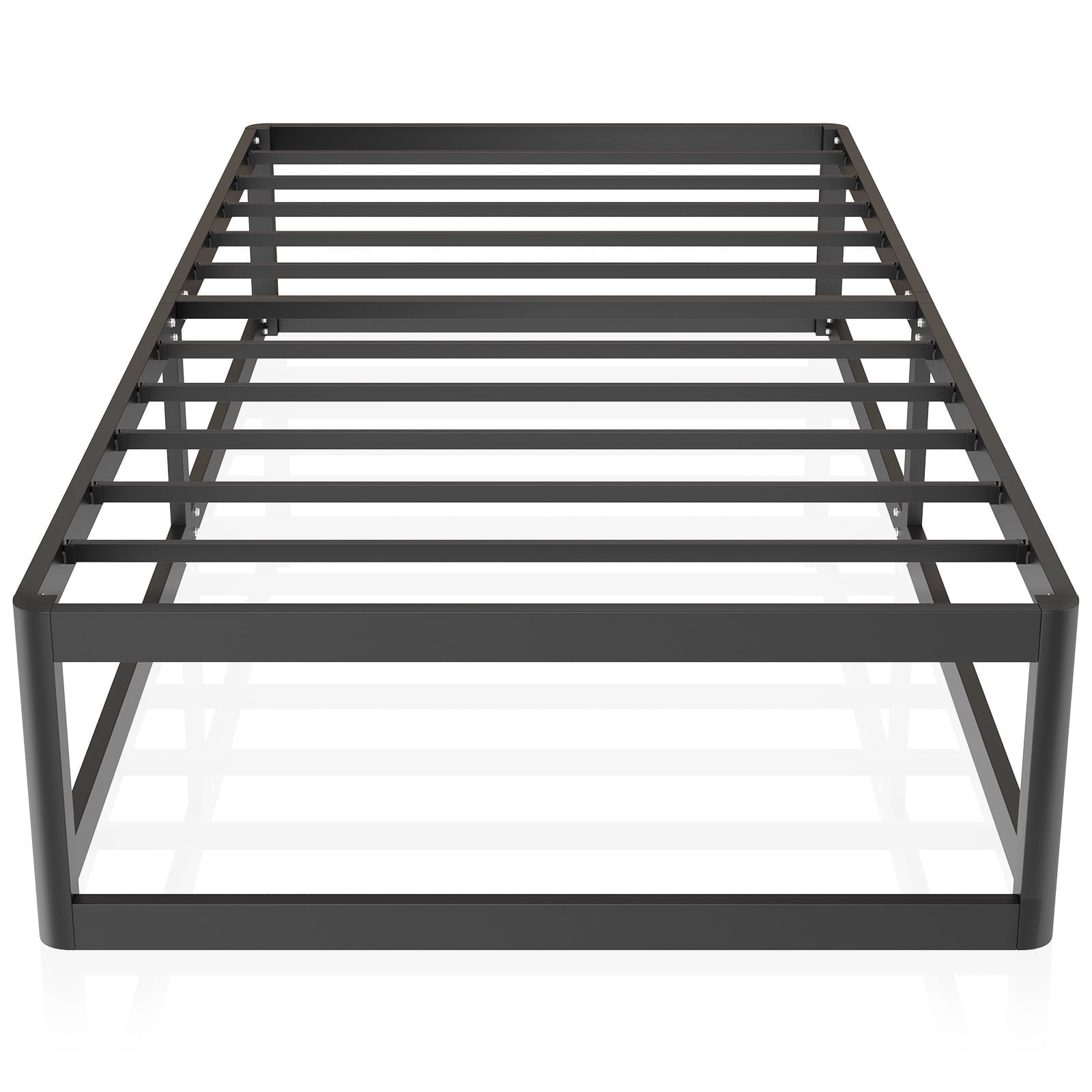 Mellow 14 Metal Platform Bed Frame Heavy Duty Steel Slats Black Full 