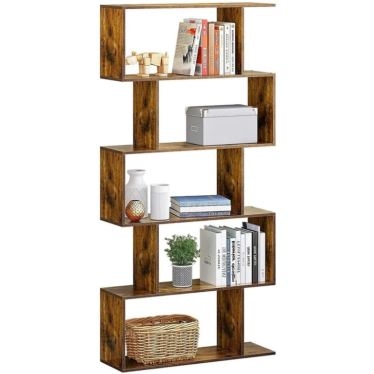 HOMEFORT 5-Tier Wood Bookcase, Modern Geometric, Display HOMEFORT 5-Tier Wood Bookcase, Modern Geometric, Display