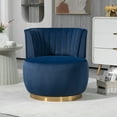 thumbnail image 1 of HOMEFUN 360 Degree Swivel Cuddle Barrel Accent Sofa Chairs, Round Armchairs with Wide Upholstered, Fluffy Velvet Fabric Chair for Living Room, Bedroom, Office, Waiting Rooms(Navy), 1 of 8