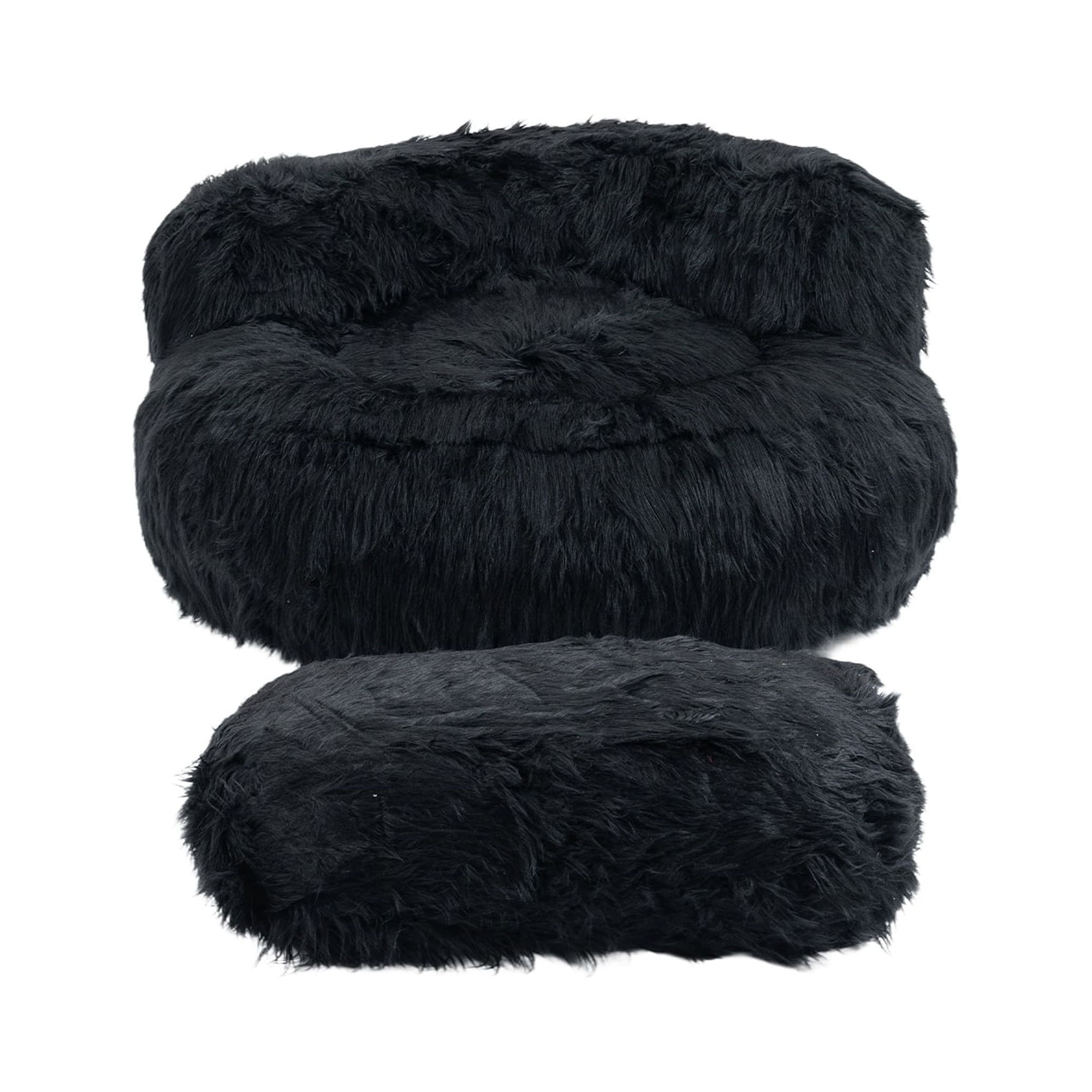HOMEFUN Bean Bag Chair Faux fur Lazy Sofa /Footstool Durable Comfort