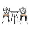 thumbnail image 1 of HOMEFUN Bistro Table Black Set, Outdoor Patio Set 3 Pieces Table and Chairs With Seat Cushion, Aluminium Leaf Carving Rust and Weather Resistant-Antique Bronze, 1 of 6