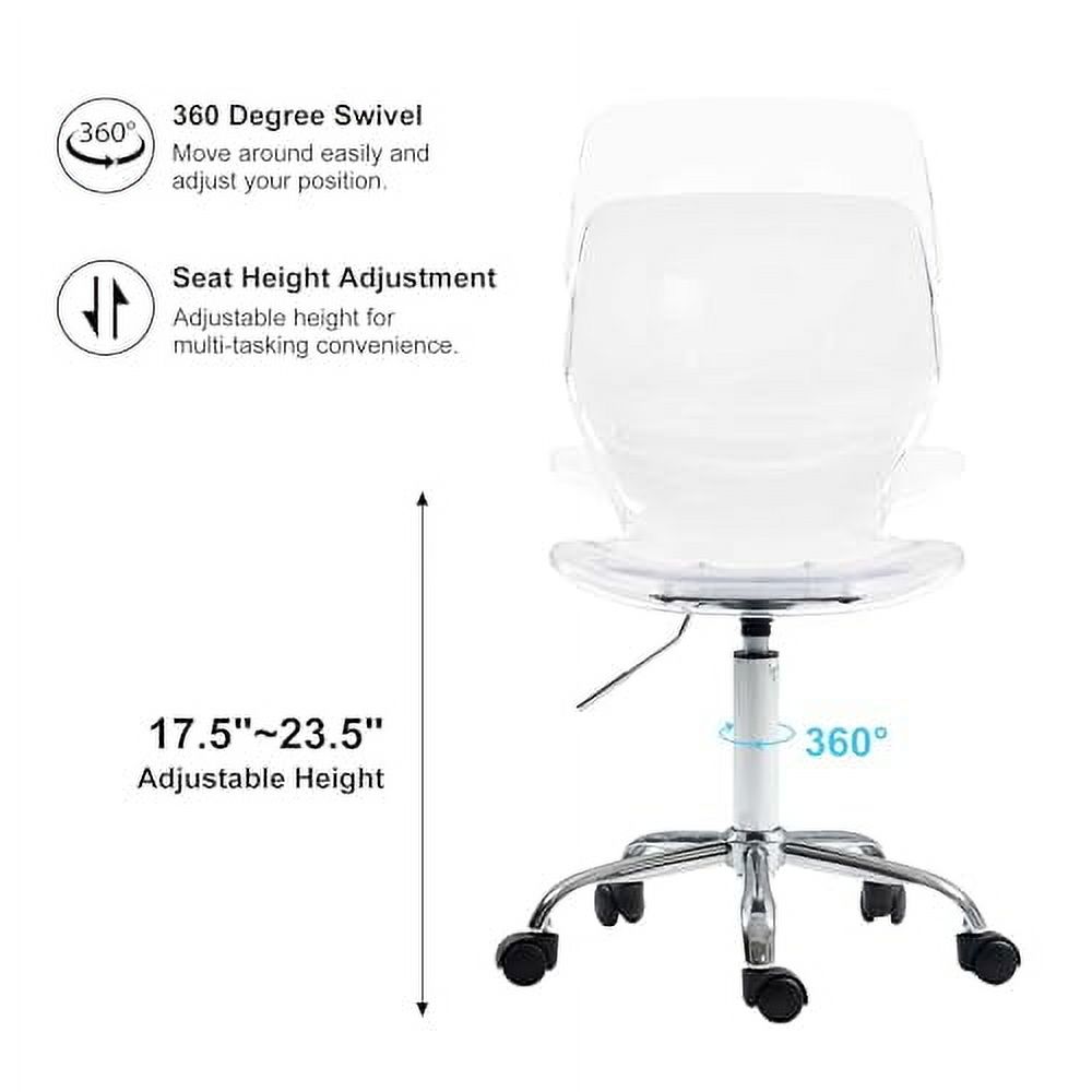 Giantex Clear Acrylic Desk Chair - Armless Ghost Chair, Height Adjustable (17-21"), 330 Lb Capacity, Swivel Rolling Office Chair For Home & Vanity
