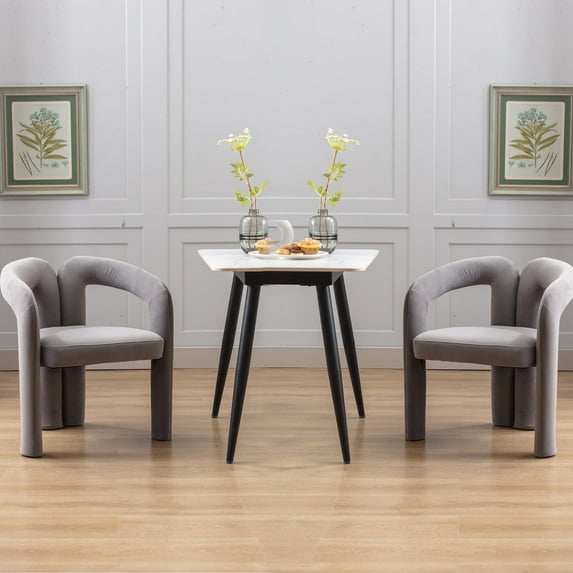 Homefun Velvet Barrel Dining Chairs Set of 2 Modern Accent Armchairs Upholstered Kitchen Living Room Seating Contemporary Design