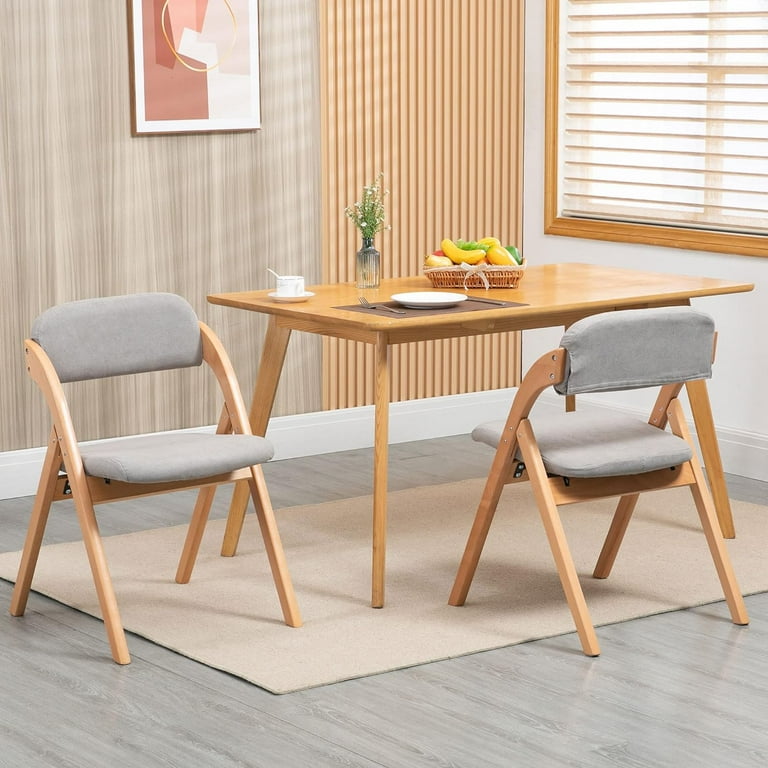 HOMEFUN Foldable Wooden Chairs Padded Set with Removable Covers Stackable Gray Walmart